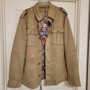 Robert Graham Tan Vegan Suede Utility Jacket